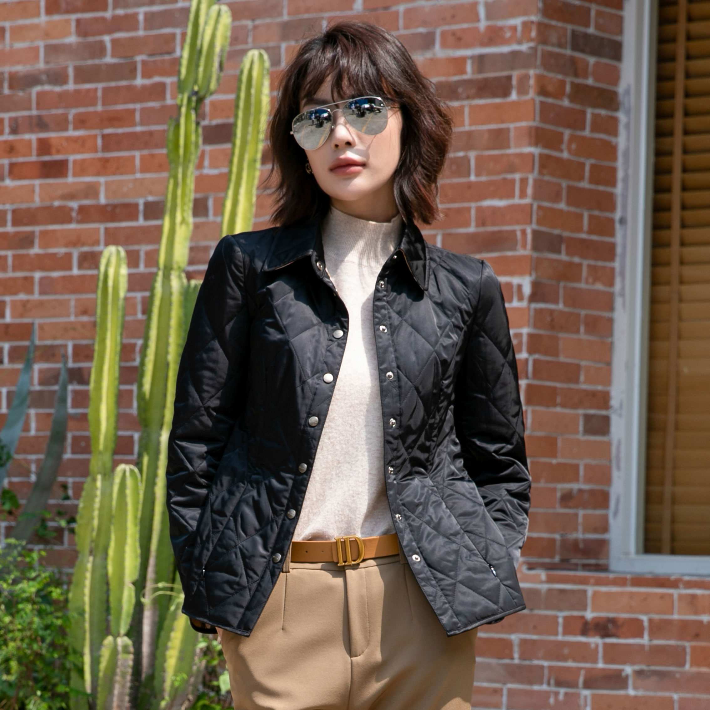 biabetty高端女装经典菱格棉服棉衣bushbury专柜正品棉衣