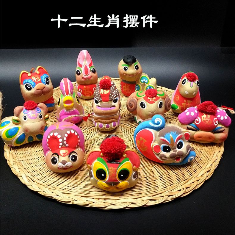 吉兔泥塑十二生肖摆件手绘绘画特色中国国风小礼泥人