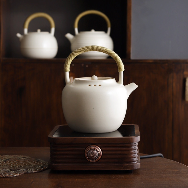 白泥陶家用茶具泡茶功夫茶烧水壶粗陶陶瓷提梁茶壶茶壶
