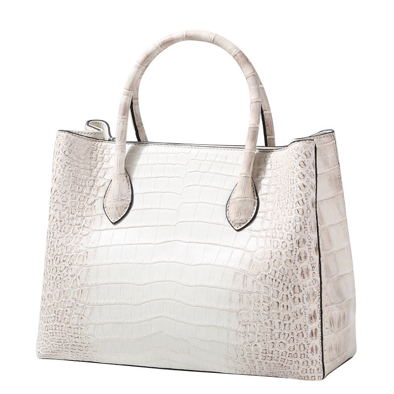 水桶包鳄鱼皮真皮喜马拉雅白容量斜跨手提包女包奢侈品牌包包女大