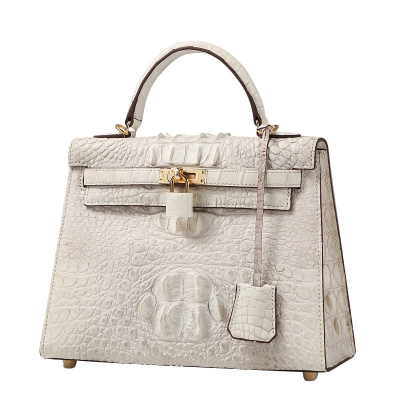 凯莉包鳄鱼皮真皮喜马拉雅白女包女潮高级感手提单肩包包包斜挎包