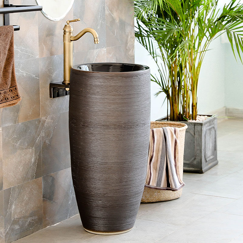 一体柱盆户外北欧创意洗手简易立式室外水池立柱盆