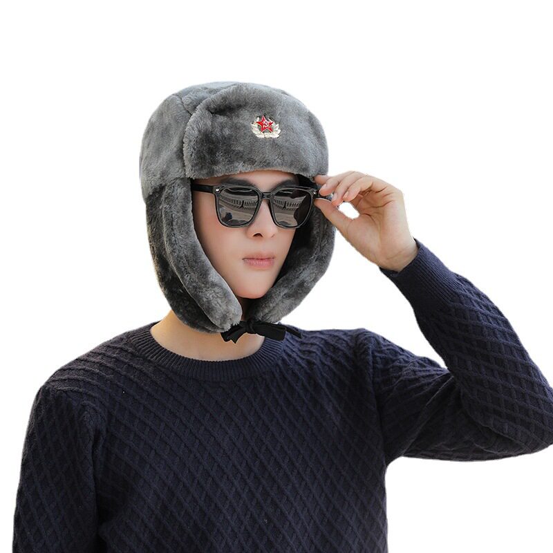 冬季加厚滑雪骑车陆军户外暖男保暖帽子国潮帽子