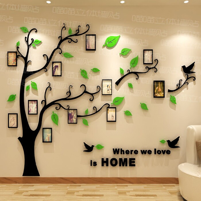 照片树相框墙贴公司墙上办公室励志文化背景3亚克力立体墙体贴画