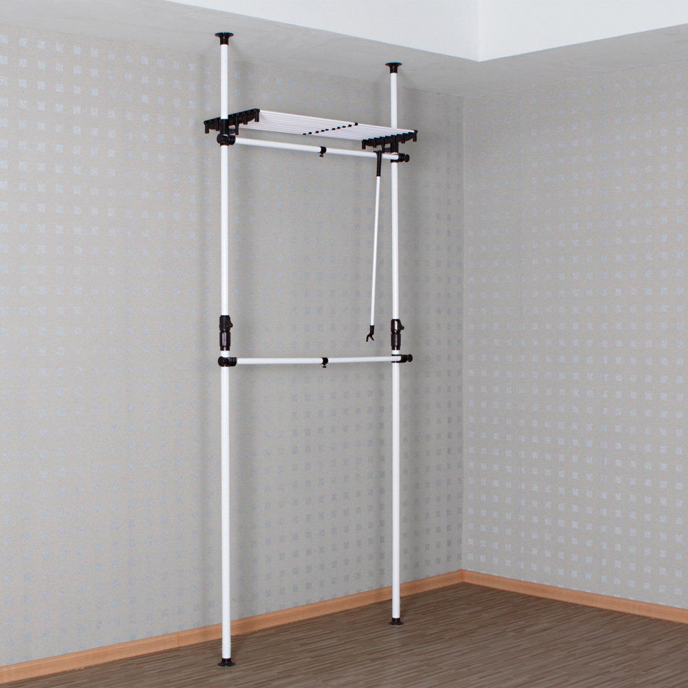 奥阁钢架组合衣柜伸缩挂衣架简易衣橱diy衣柜开放衣帽间收纳柜225