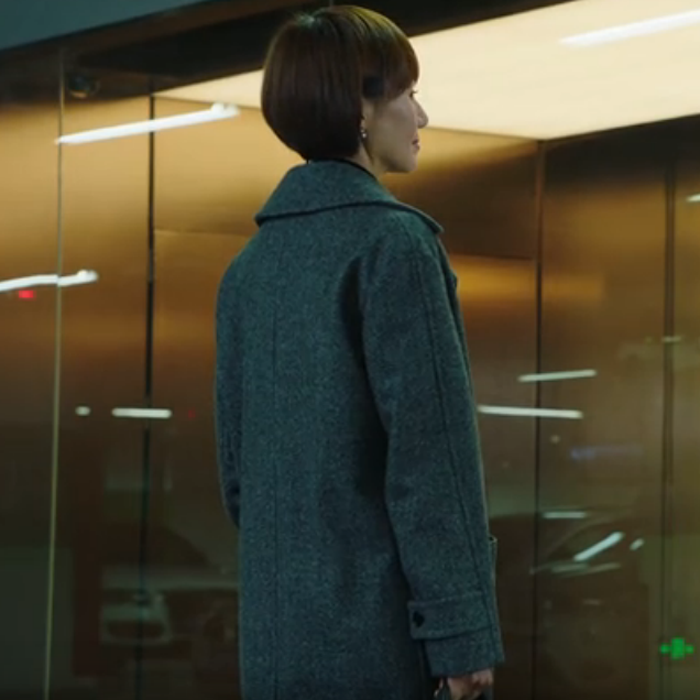 我的半生袁泉唐晶明星款人字纹大衣宽松风衣毛呢外套