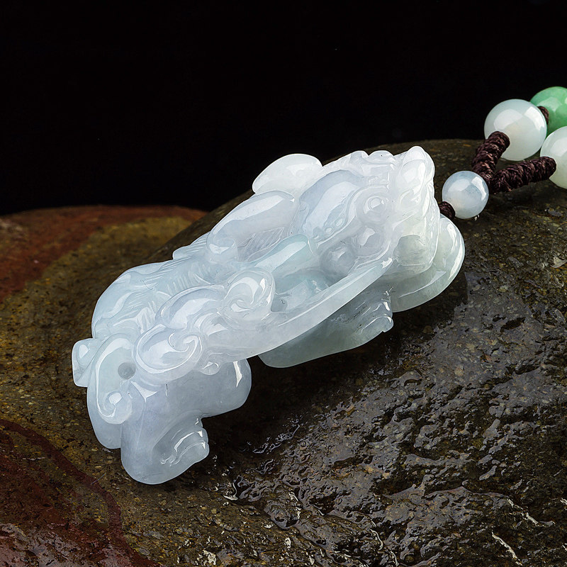 碧玉尊正品冰种翡翠玉貔貅紫罗兰吊坠玉坠子a货男女款证书缅甸