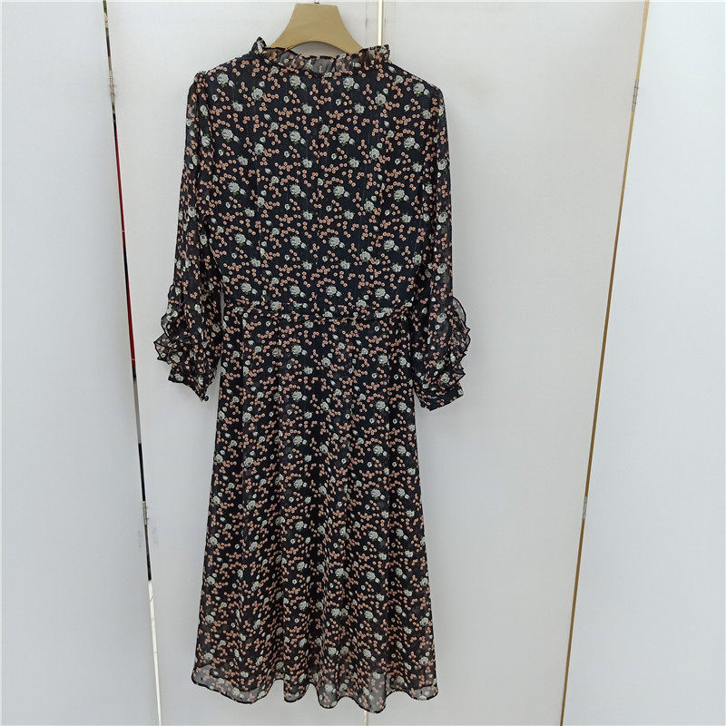 紫萱雅20c097芳兰蕊2020秋季新款女装时尚气质印花显瘦中长连衣裙