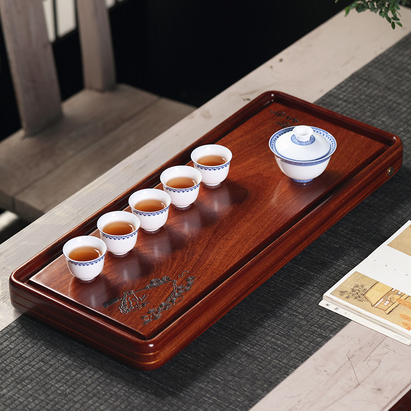 花梨功夫茶托小号大小红木茶具功夫茶茶海简约茶盘