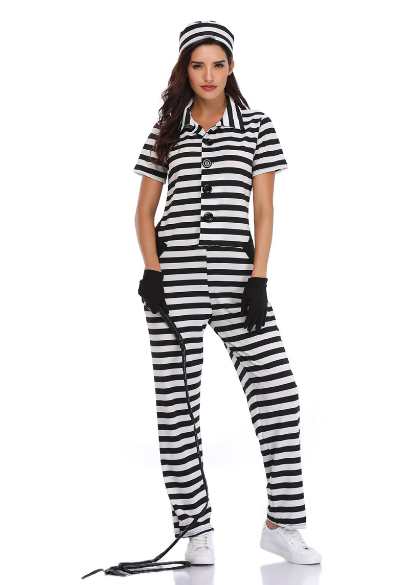 囚犯条纹女囚万圣节连体服装cos囚衣丧尸民族服装