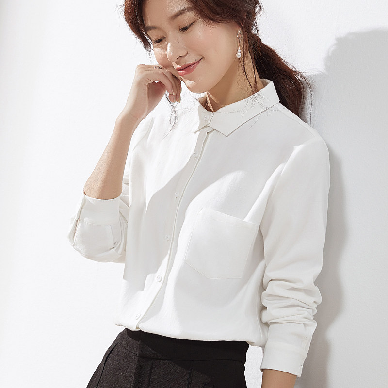 清仓长袖上衣通勤职业磨毛衬衫女白衬衣设计衬衫