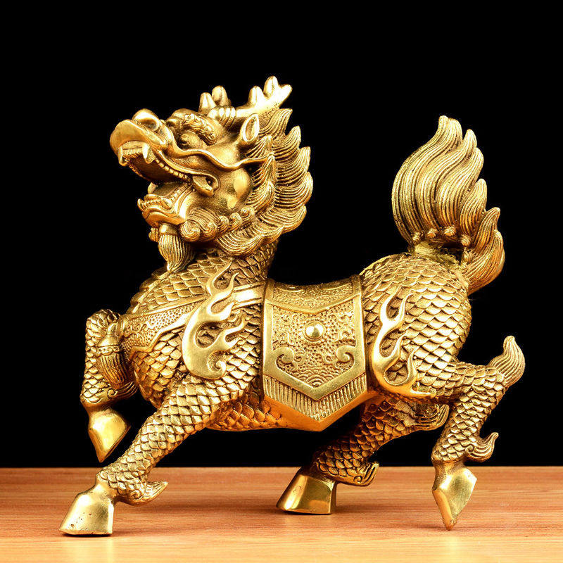 工艺品摆件帝祖麒麟全铜送子摆设一对卧室家居装饰摆件