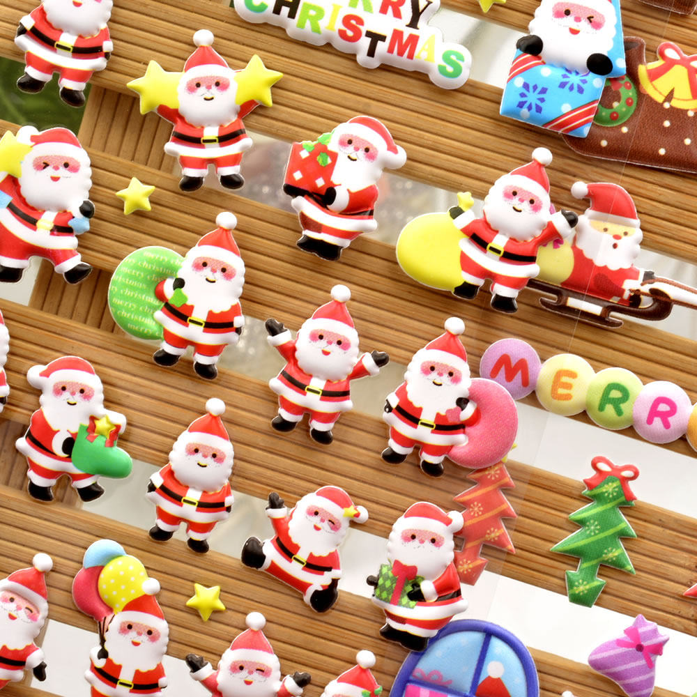 贴纸圣诞儿童益智玩具可爱3d立体泡泡圣诞老人礼物贴纸