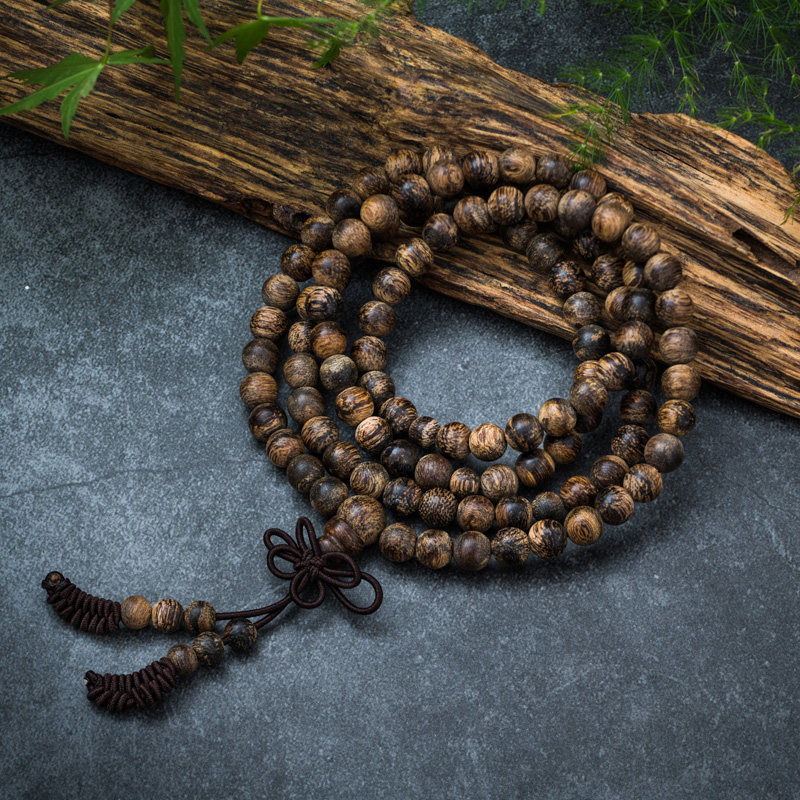 沉水级达拉沉香天然老料手手链念珠手珠6mm108颗男佛珠