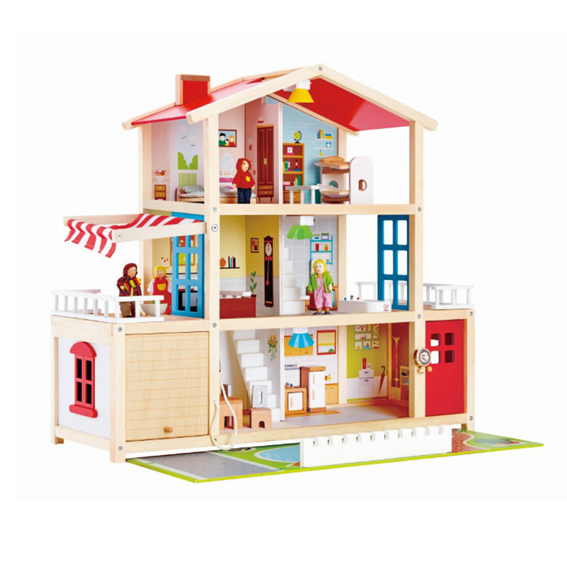 hape豪华别墅仿真房子娃娃屋宝宝过家家儿童木质玩具过家家玩具
