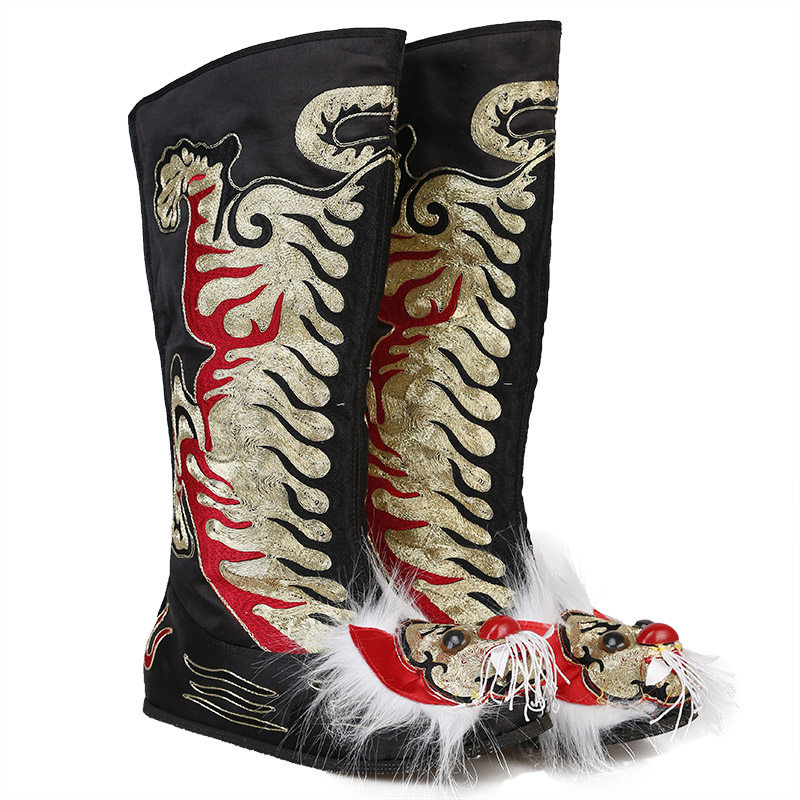 戏曲川剧变脸平底虎头靴全金虎头京剧武生小生古典舞鞋