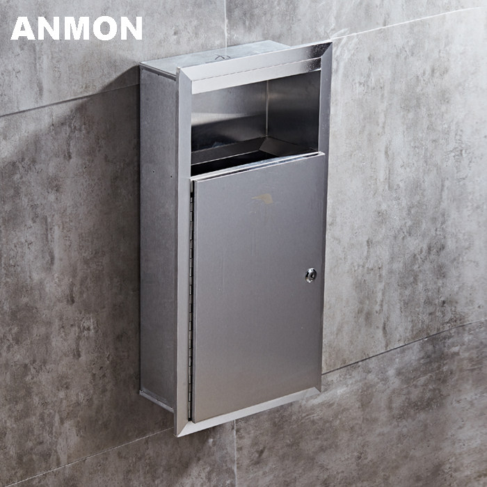 墙式不锈钢埋墙垃圾桶卫生间嵌入安装垃圾箱镶嵌垃圾筒不锈钢垃圾桶