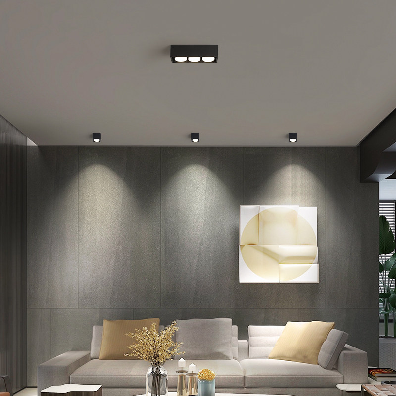 led明装射灯客厅无主照明长方形斗胆格栅灯盒子射灯