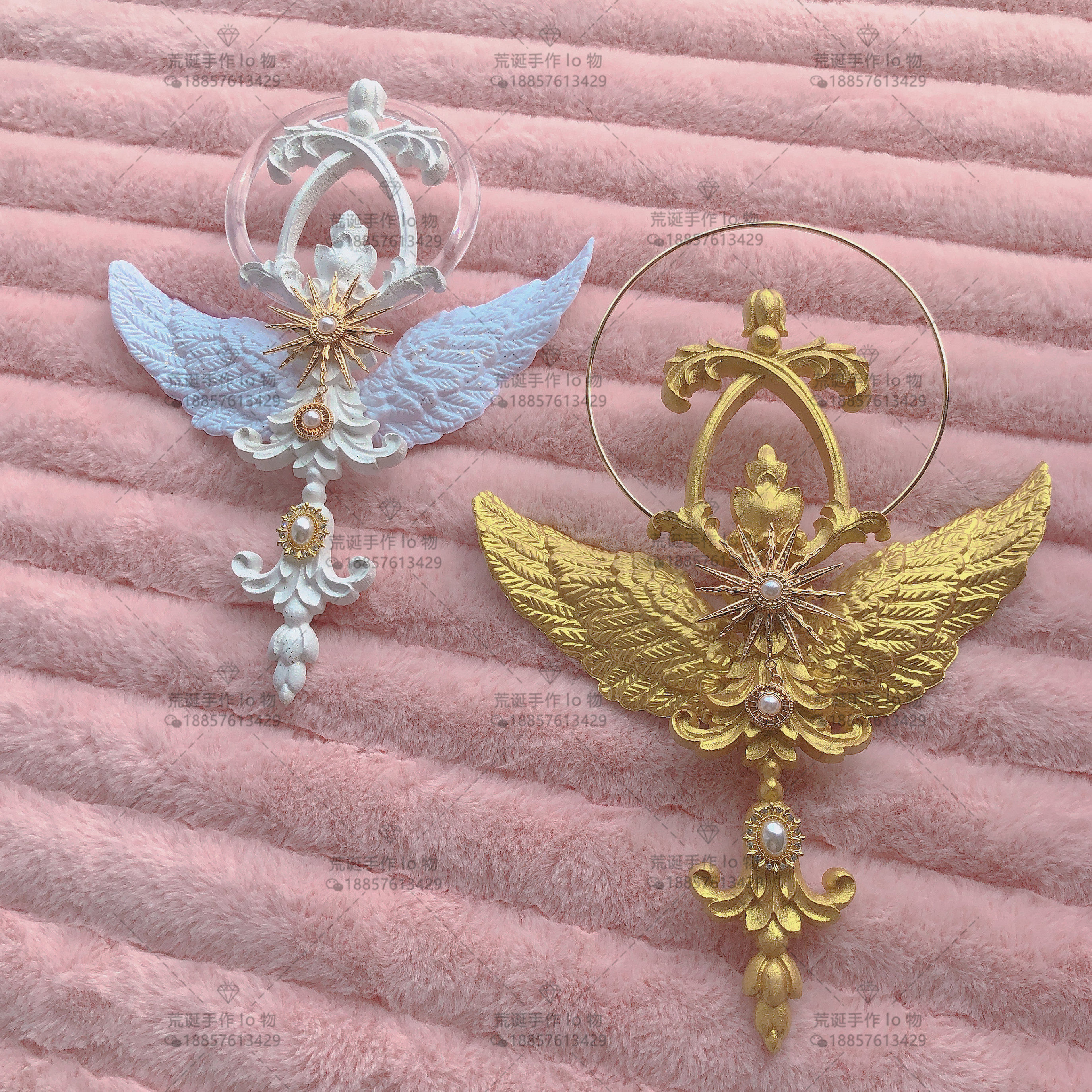 原创lolita权杖白金色系翅膀超华华丽花嫁茶会cosplay配件