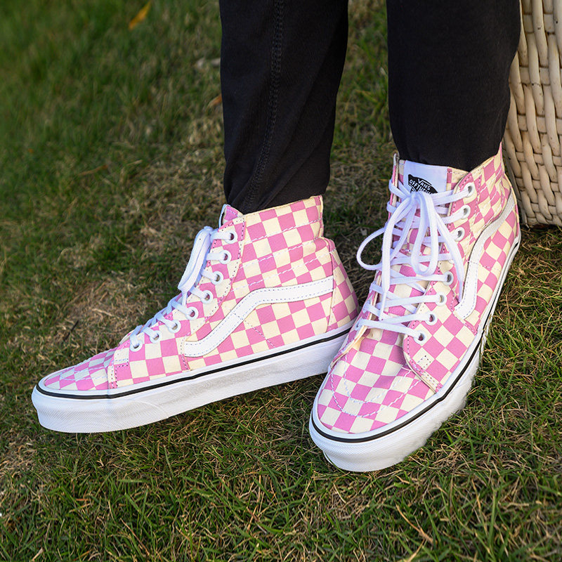 vans范斯棋盘格侧边女帆布鞋