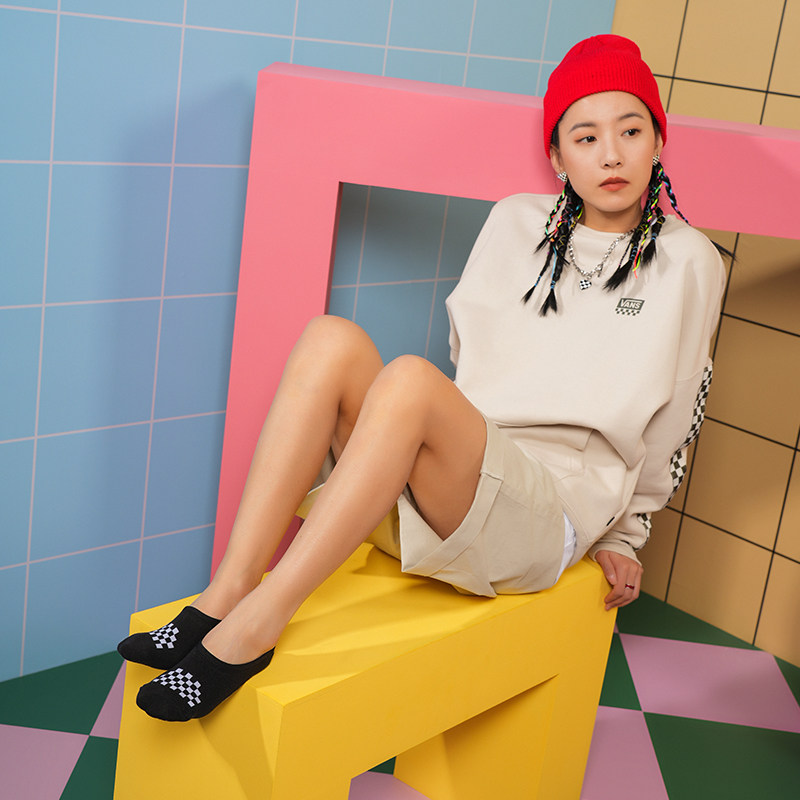 vans范斯官方女子短袜船袜袜子黑白黑白棋棋盘格运动袜