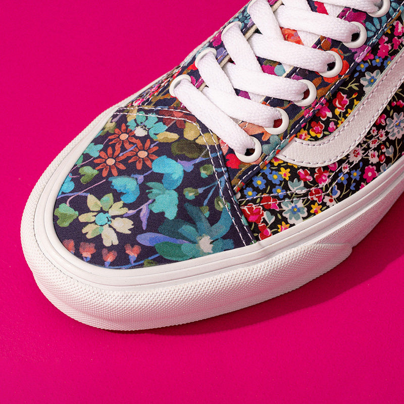 vans范斯黑底花卉低帮帆布鞋