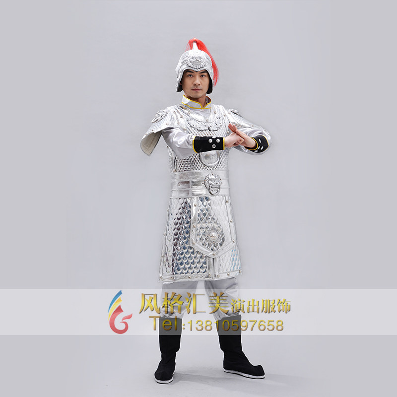 铠甲银色盔甲中国古代影视吕布古装将军演出民族服装