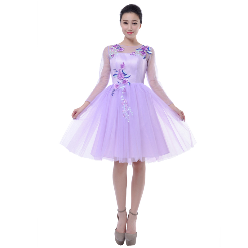 合唱风格汇美大合唱演出服短裙礼服指挥中学生蓬蓬民族服装