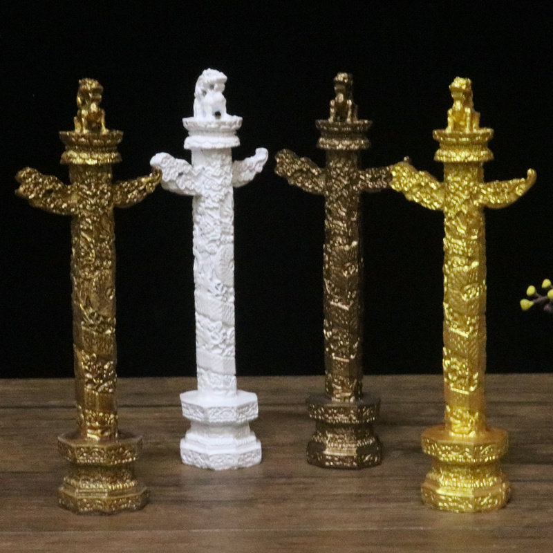 中华华表摆件天安门柱流云龙办公室客厅家居装饰手工摆件