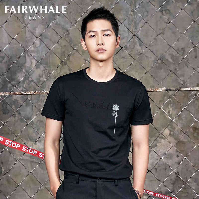 马克华菲短袖T恤男春夏新品男士圆领纯棉短T韩版潮流印花体恤