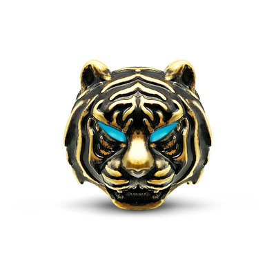 足金十二生肖虎转运珠24k黄金虎3d硬金男士手链本命年女属虎红绳