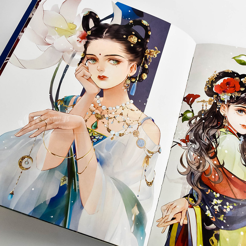 画集长乐繁花画册动漫画动漫水彩古风少女教程漫画书籍