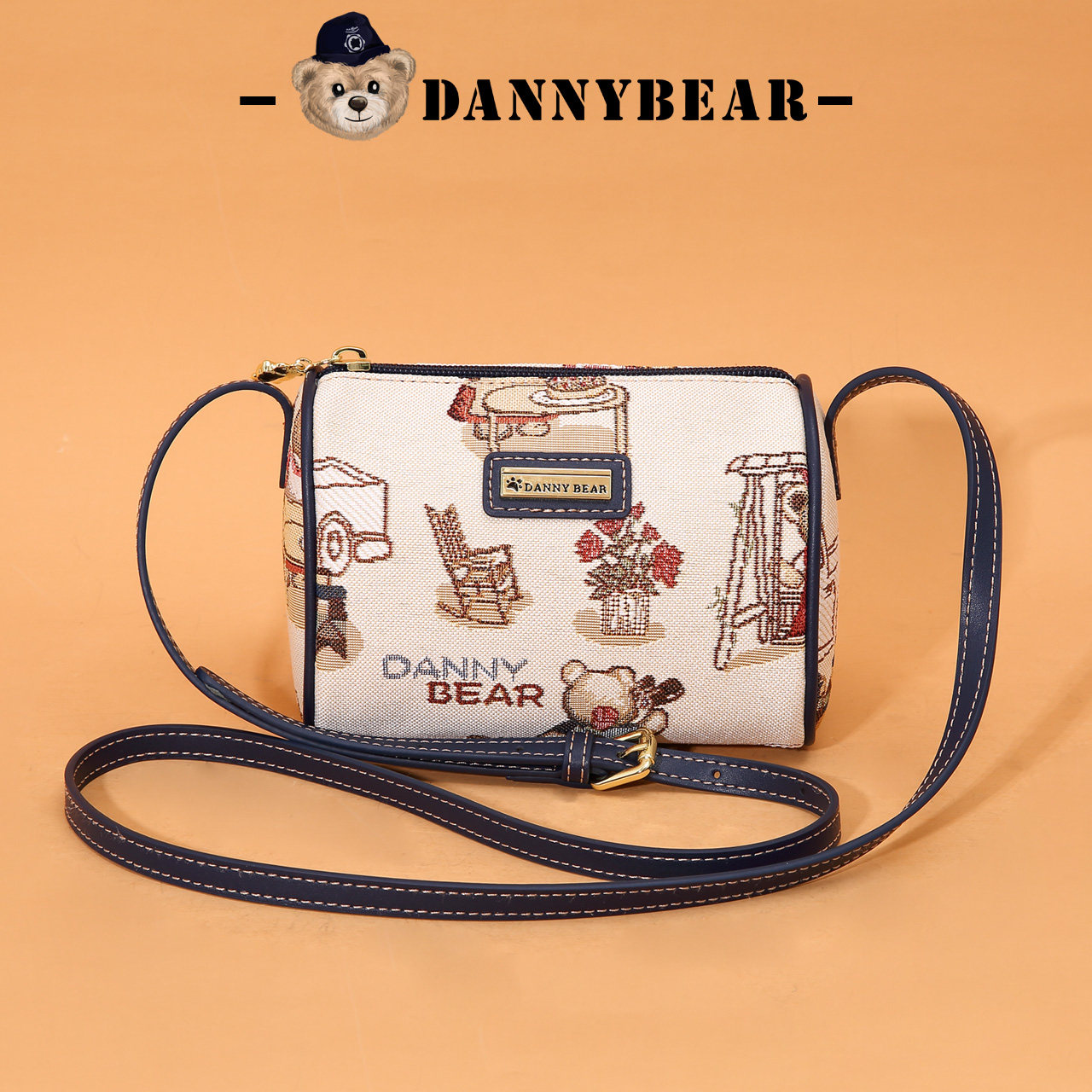 丹尼熊女包波士顿小包百搭可爱爱带小熊图案挎包通用款女包