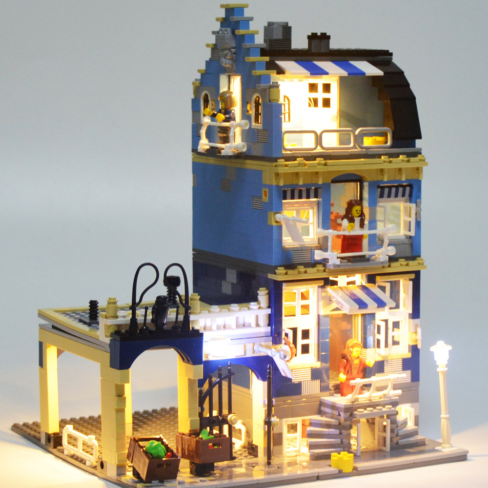 适用乐高欧洲市场大街配件玩具10190led街景配套diy灯饰广场