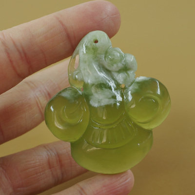 岫玉如意吊坠万事如意挂件岫玉如意项坠玉坠玉石饰品毛衣链男女款