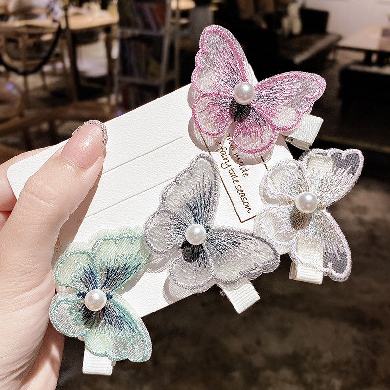 可爱卡通蝴蝶发夹宝宝不伤发边夹小女孩发卡子儿童发饰女童头饰