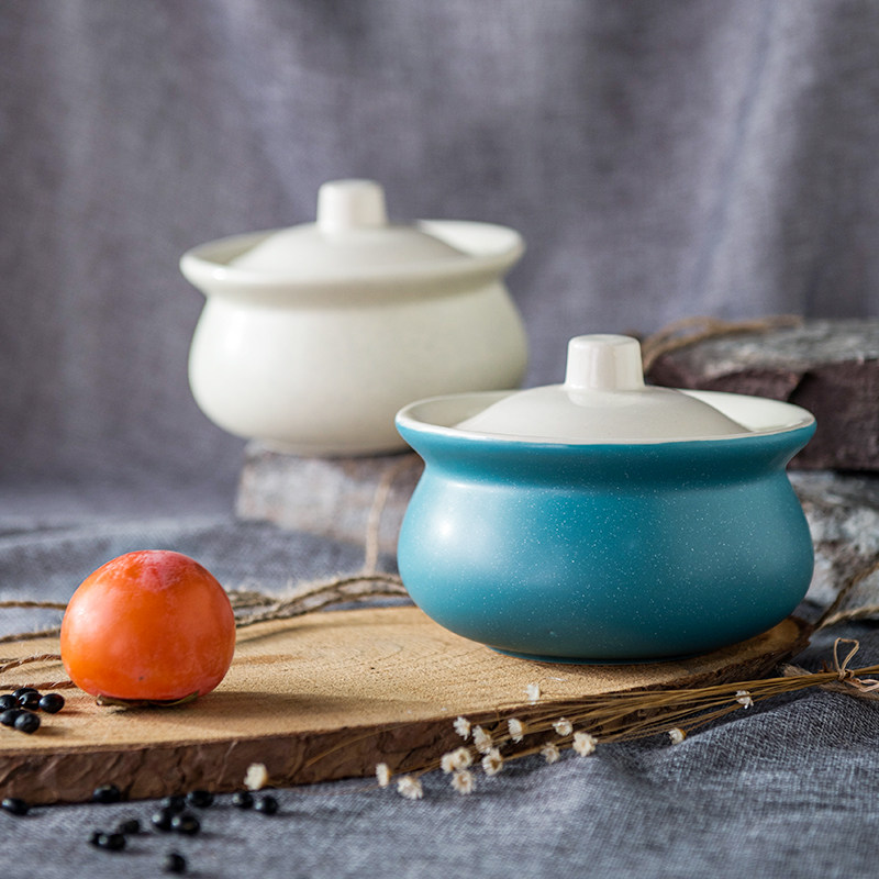 ijarl盖碗汤盅蒸鸡蛋单个陶瓷瓦罐蒸碗一人微波炉碗