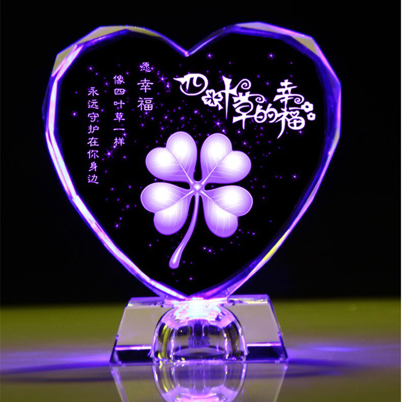 创意情人节礼物同学聚会心形水晶摆件生日定制摆件