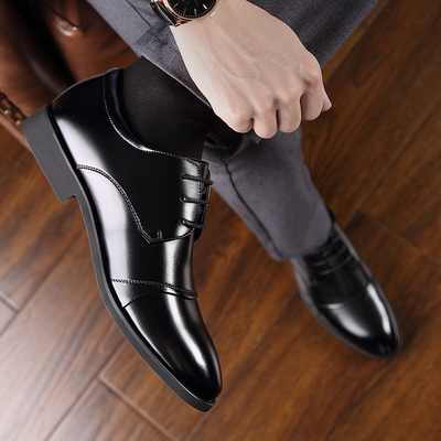 皮鞋男真皮春季新款英伦商务休闲百搭青年正装男鞋韩版潮结婚婚鞋