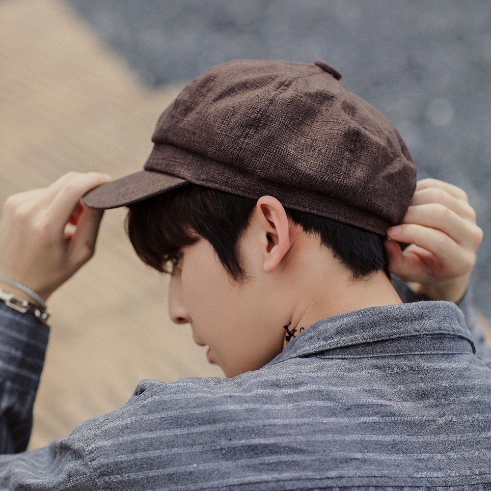 日系复古文艺百搭八角帽男夏季薄款英伦报童帽子