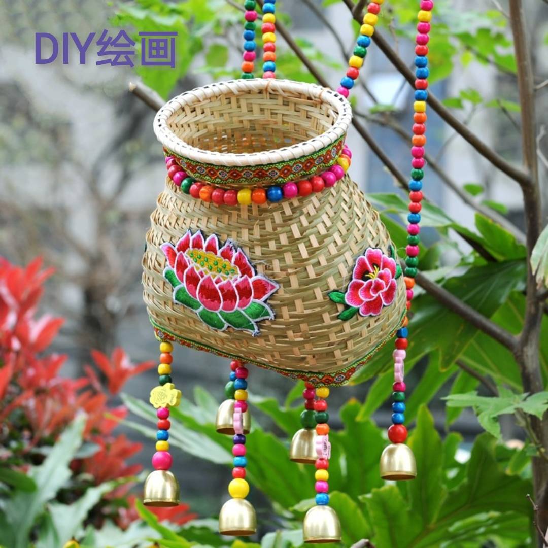 手工竹编儿童小背篓舞蹈道具鱼篓竹篓采茶幼儿园竹编