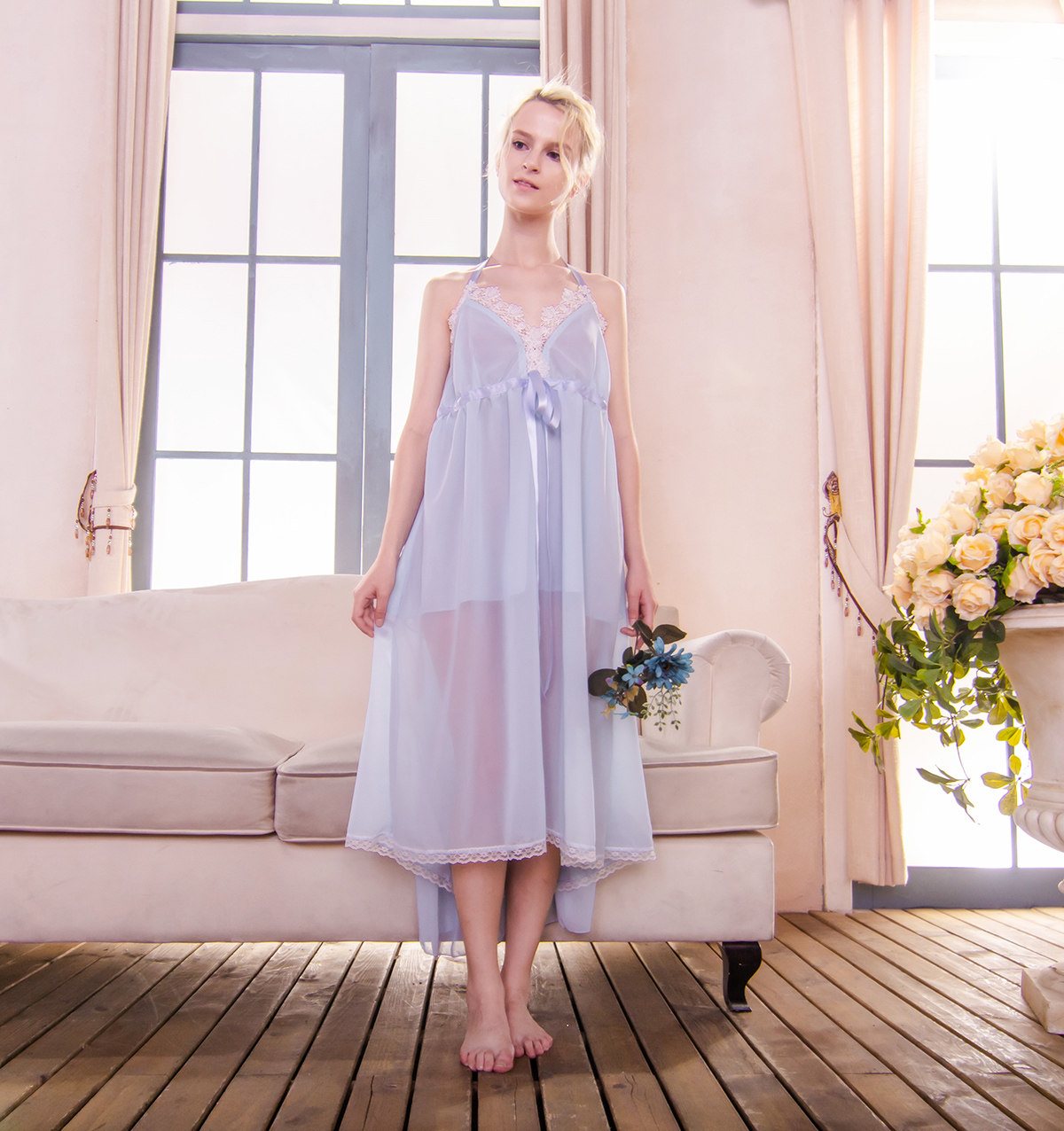 吊带睡裙新款雪纺夏季甜美家居服瑟尔夫人同款睡裙