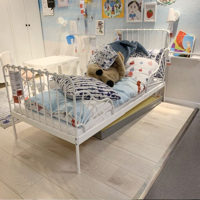 宜家米隆可伸缩儿童床可加长婴儿简约铁艺床框架满铺床板国内代购