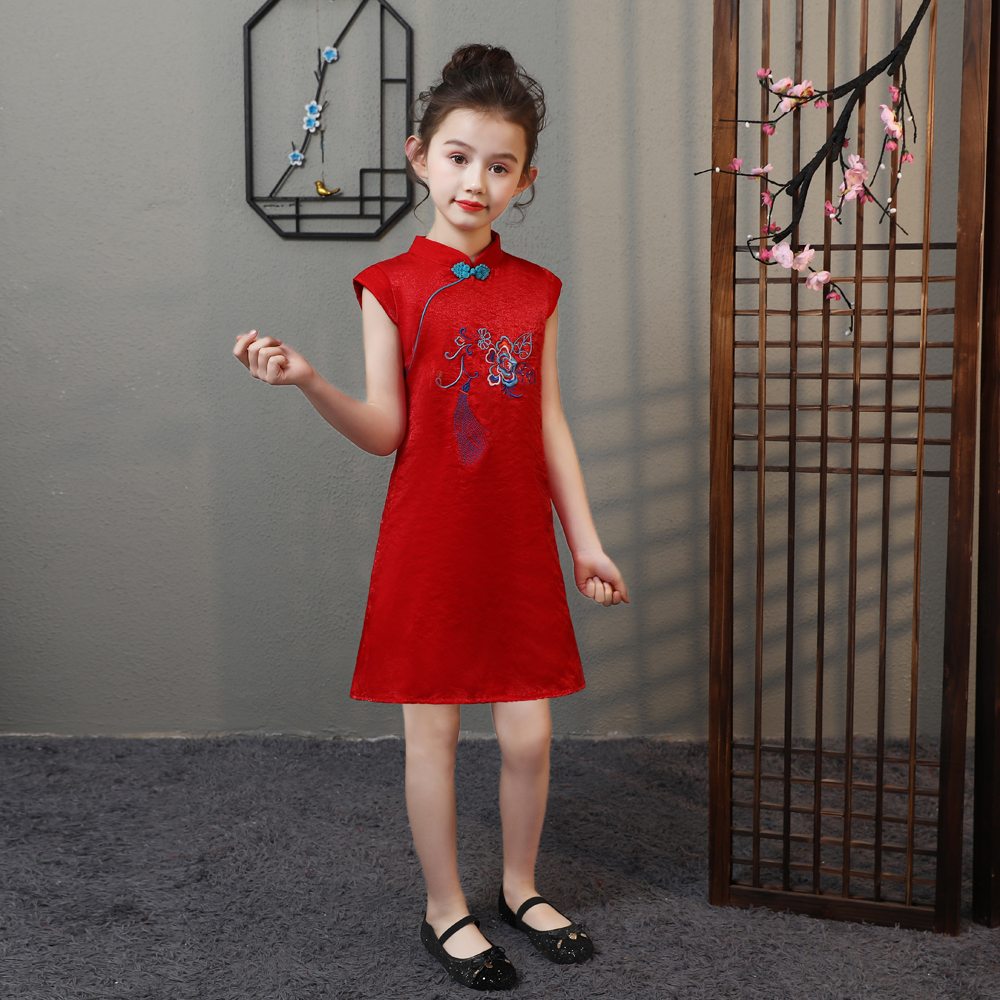 儿童旗袍秋季小女孩连衣裙洋气女童中国国风公主旗袍
