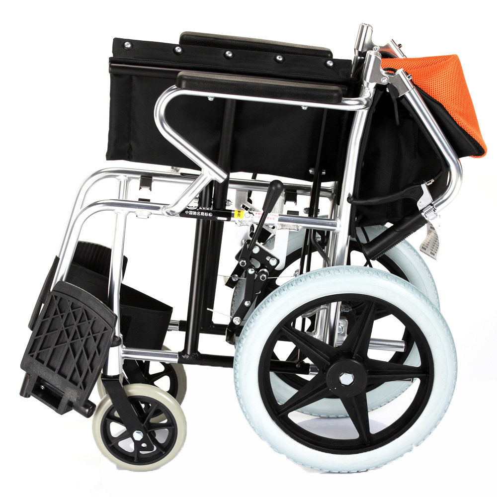 轮椅鱼跃h056c折叠轻便便携超轻铝合金充气老年人轮椅
