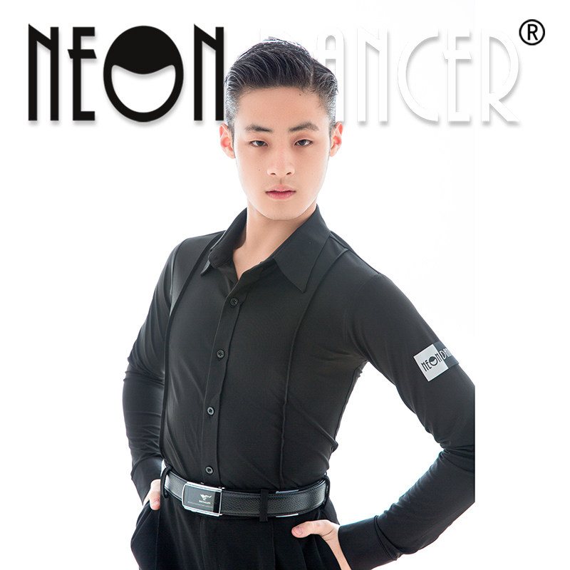 neondancer成人男士摩登衬衣国标舞表演练习上衣拉丁舞练习套装