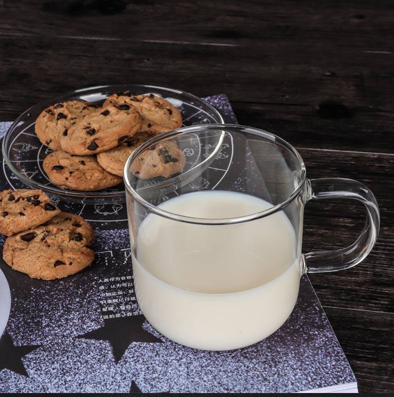 nappa透明玻璃花茶茶杯女家家用牛奶奶杯高端玻璃杯