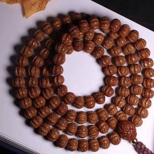 文玩丽君招财紫金金鼠项链雕刻八棱核桃脖挂手串