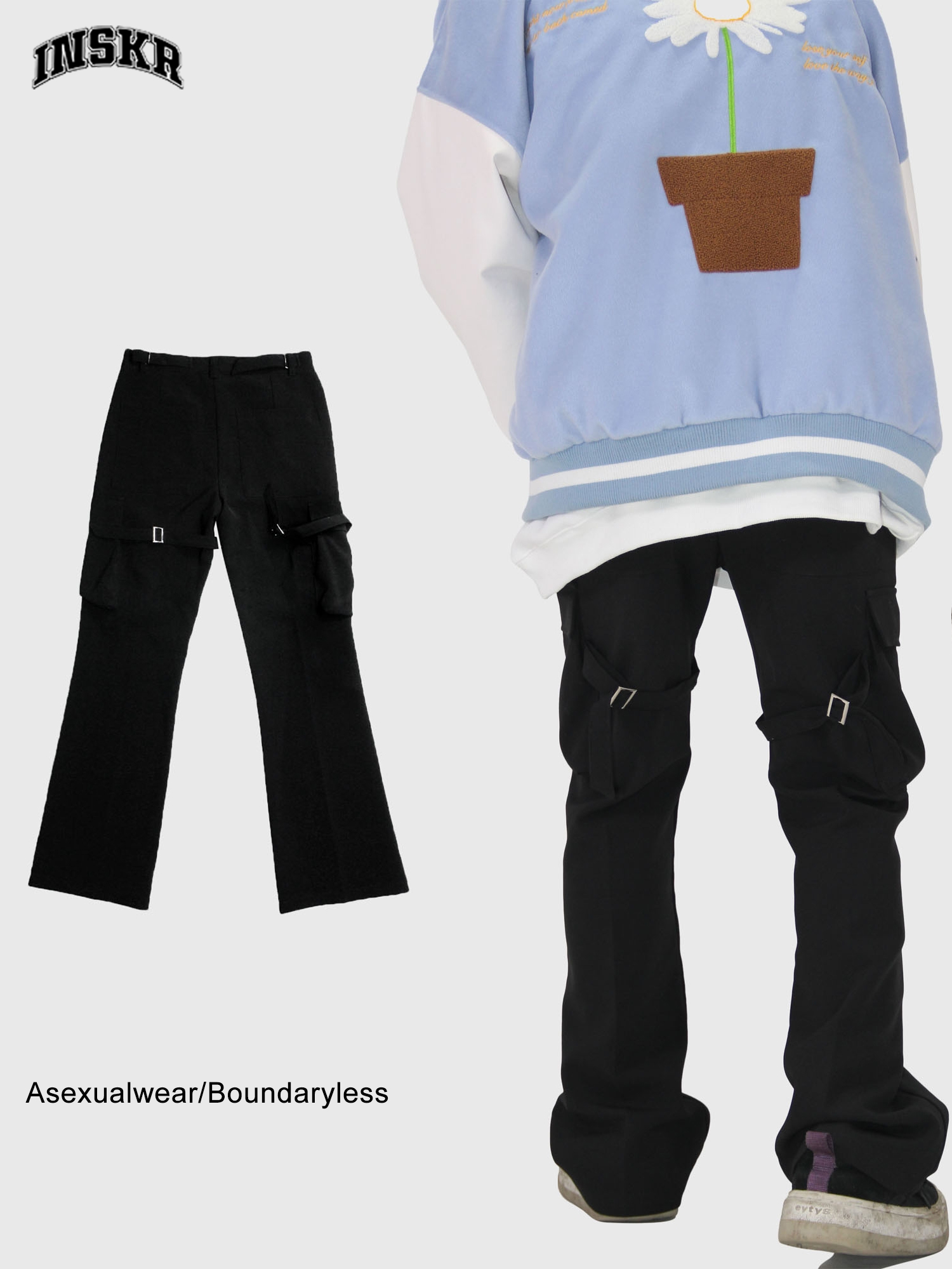 【INSKR官方店】自制韩国ins小众vibe风微喇叭裤绑带裤工装休闲裤