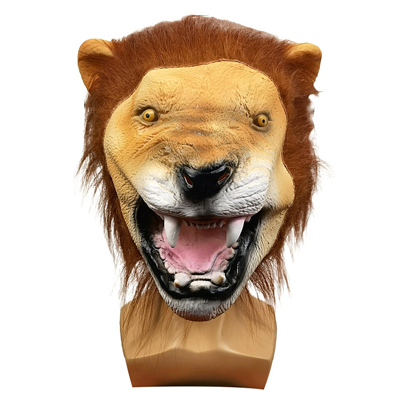恐怖狮子动物面具头套化妆舞会恶搞乳胶头饰万圣节派对表演道具